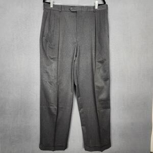 Slates Pants Mens 36x31 Gray Microfiber Pleated Dress Cuffed Classic Made USA